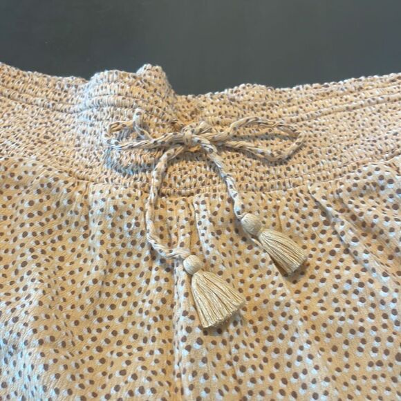 Aerie peach high waisted balloon pants with brown dots and pockets SZ large - Picture 4 of 9